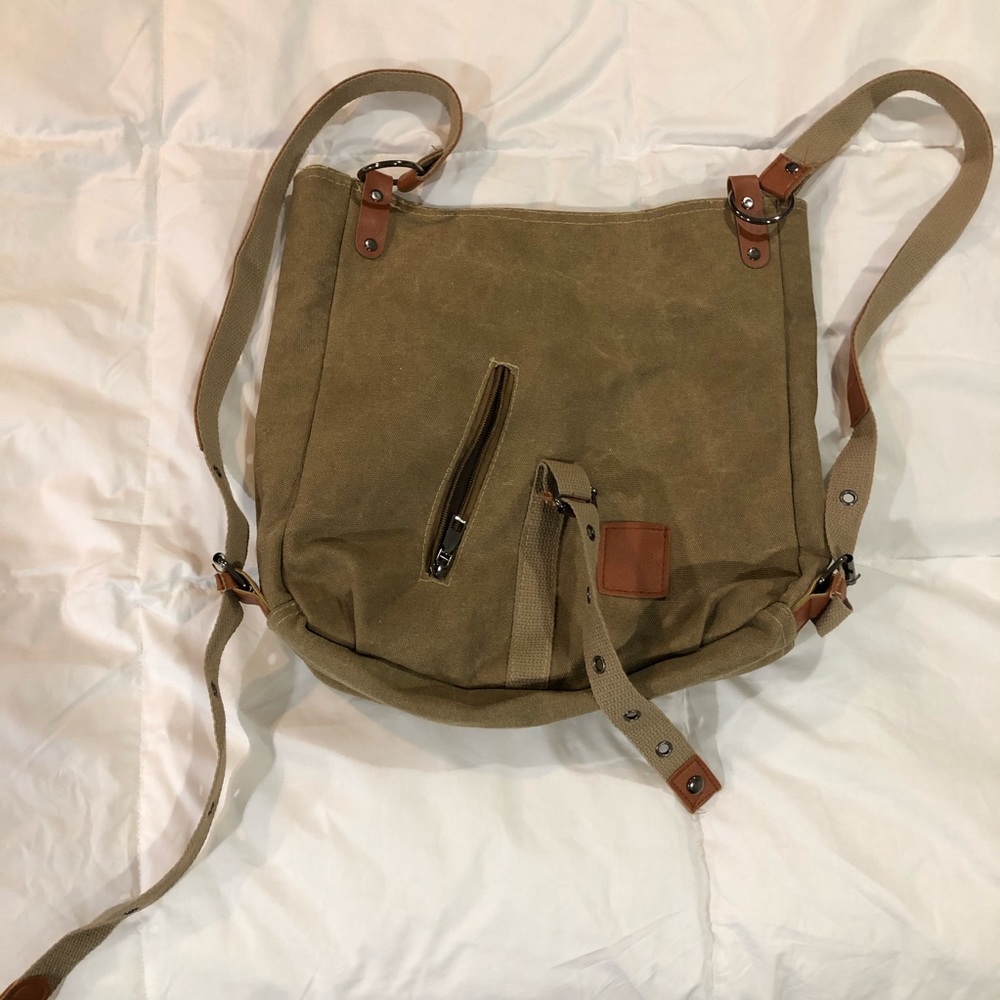 Canvas faux leather backpack bag